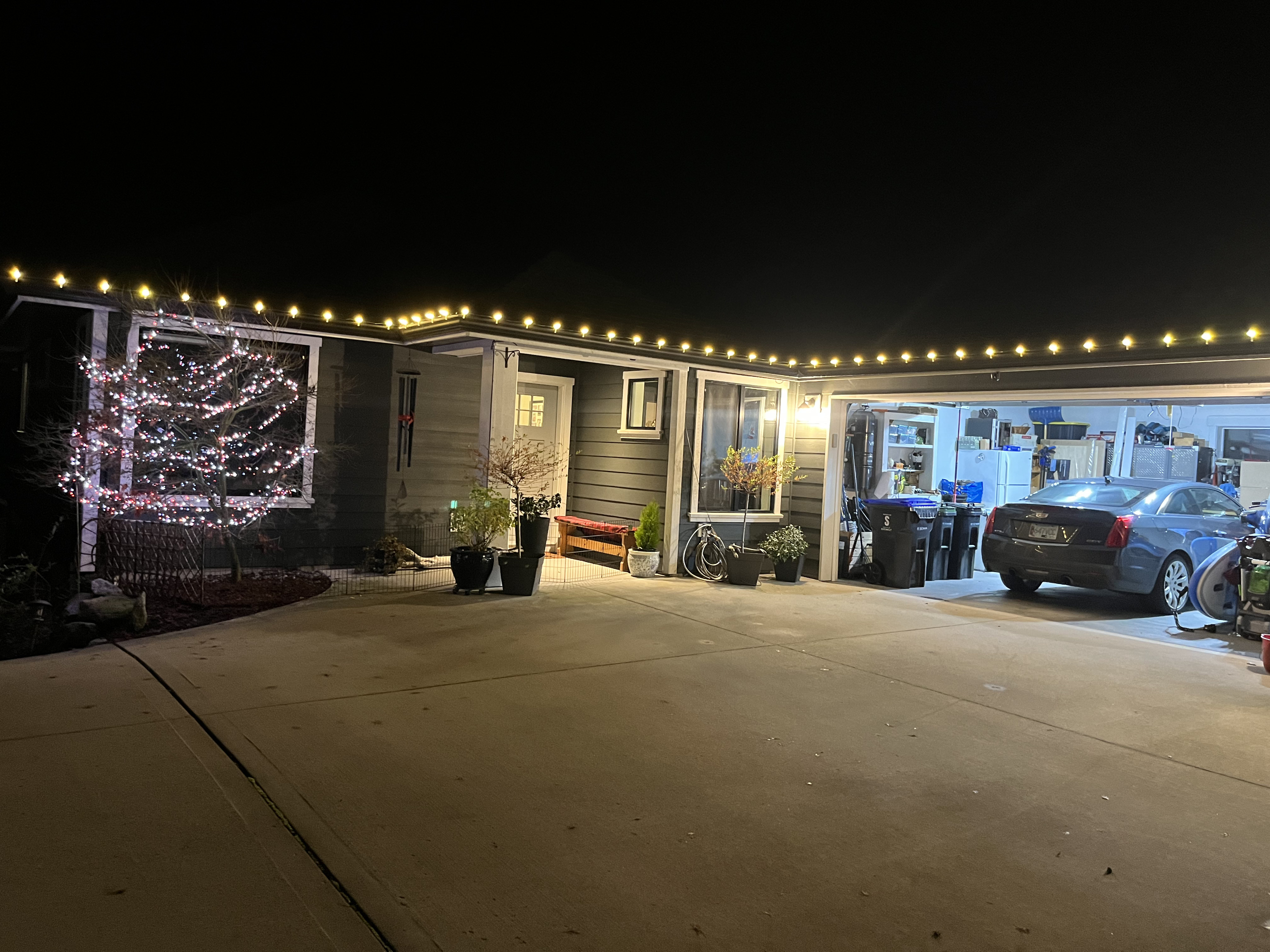 Warm white Christmas light installation Gibsons BC